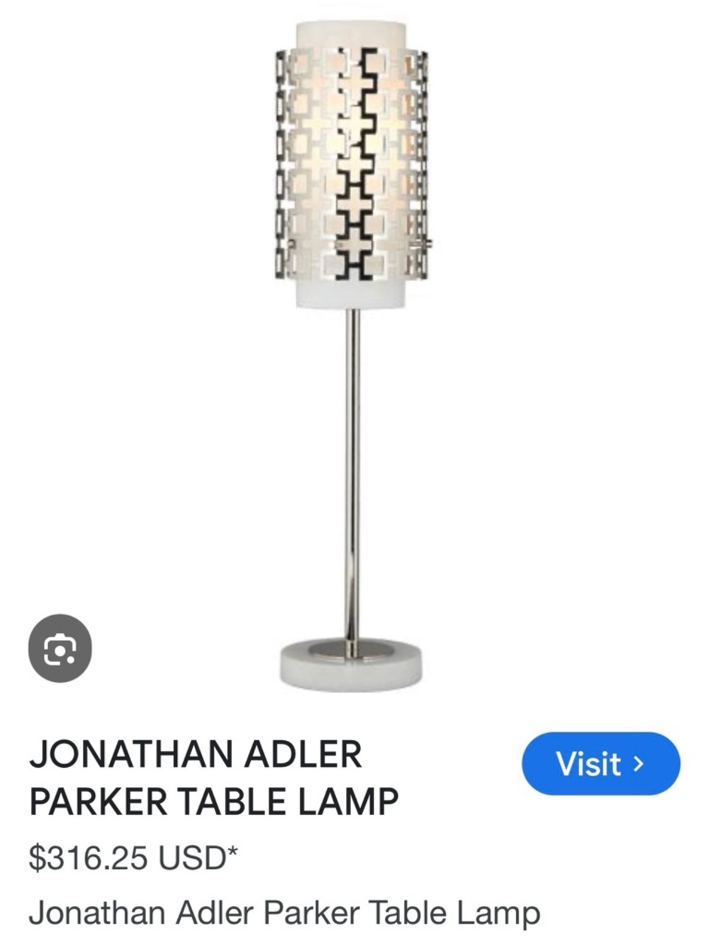 Jonathan Adler Silver and White Geometric Column Table Lamps - set of 2